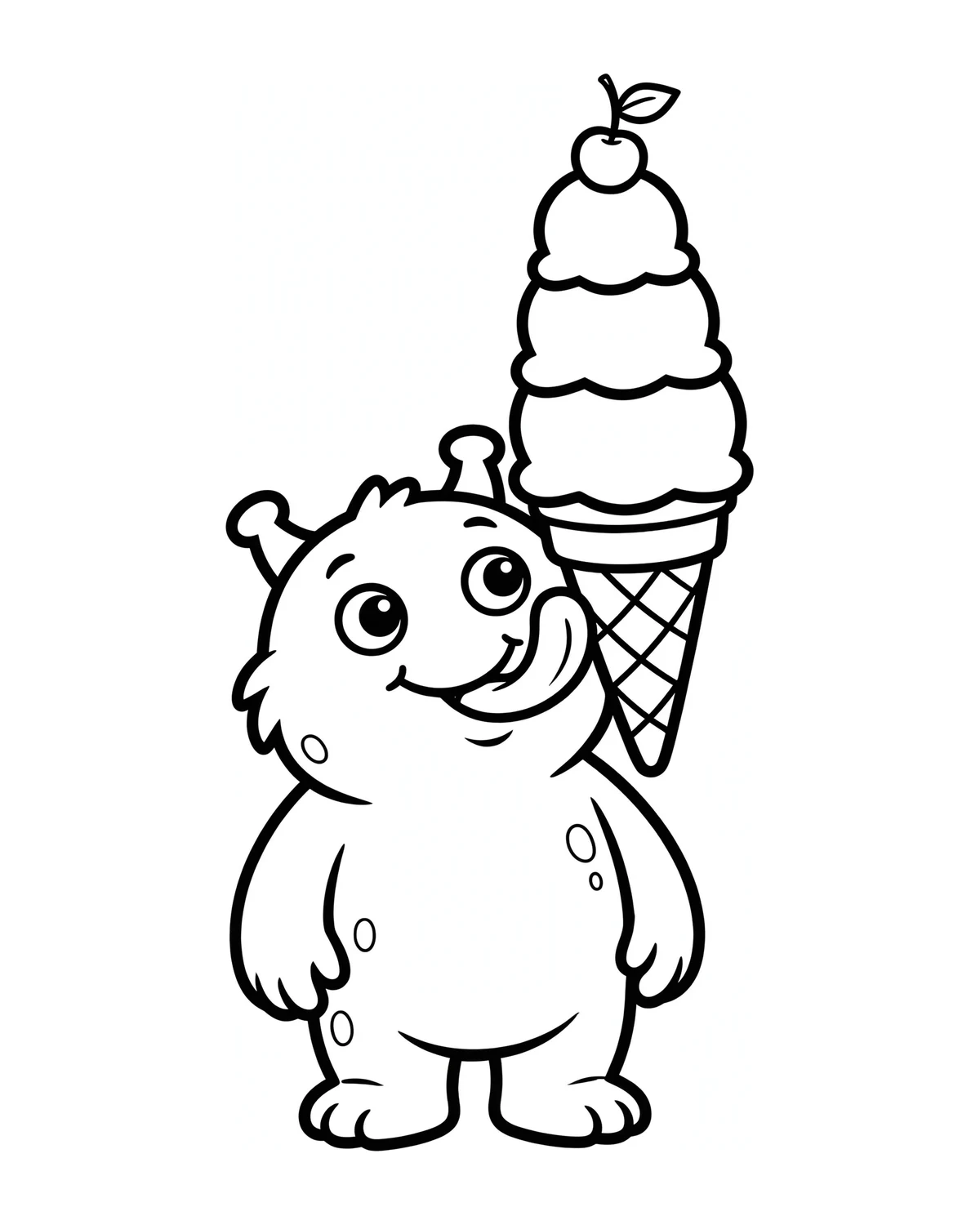 Ausmalbild Monster mit Eis zum Ausdrucken