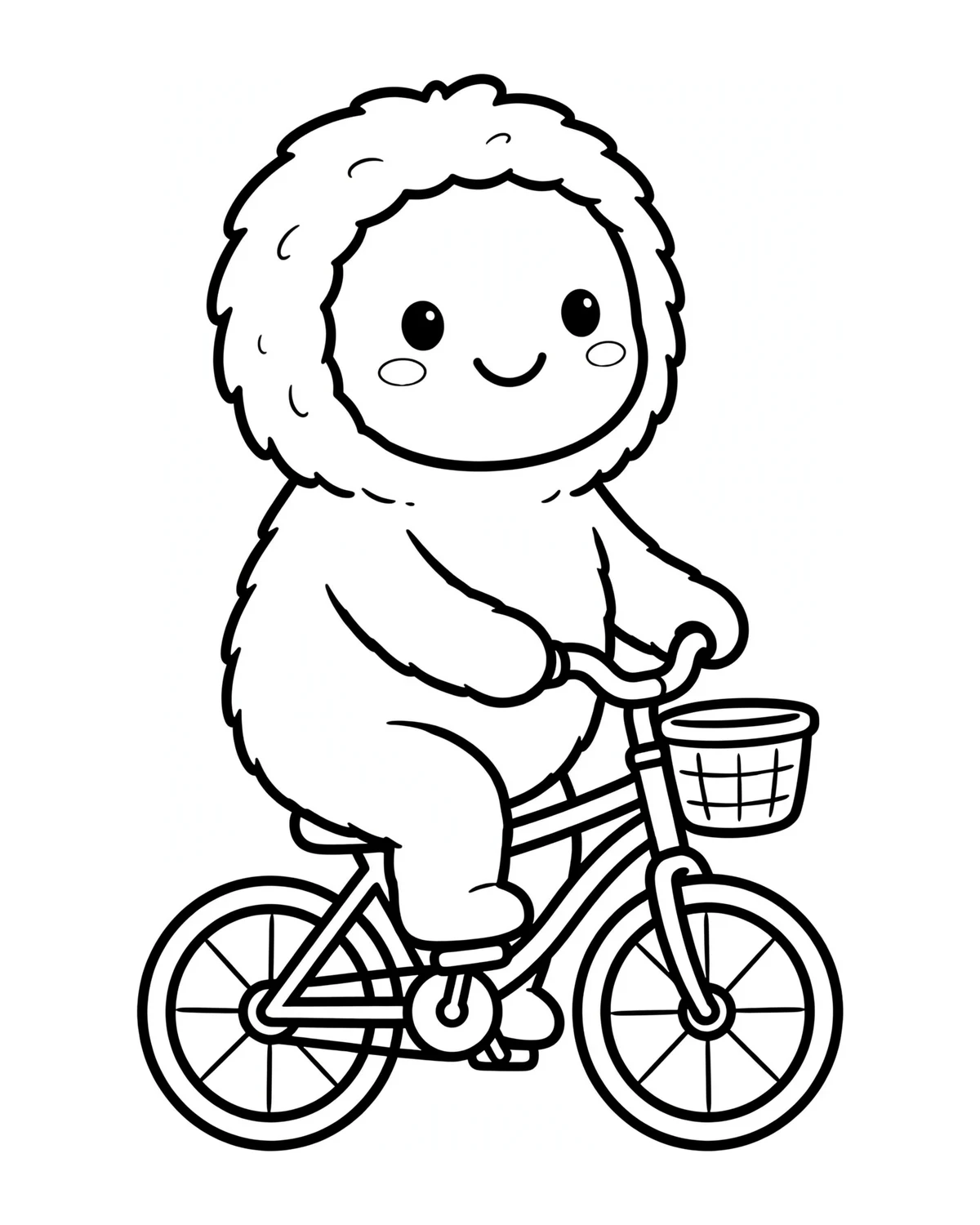 Ausmalbild Monster auf dem Fahrrad zum Ausdrucken