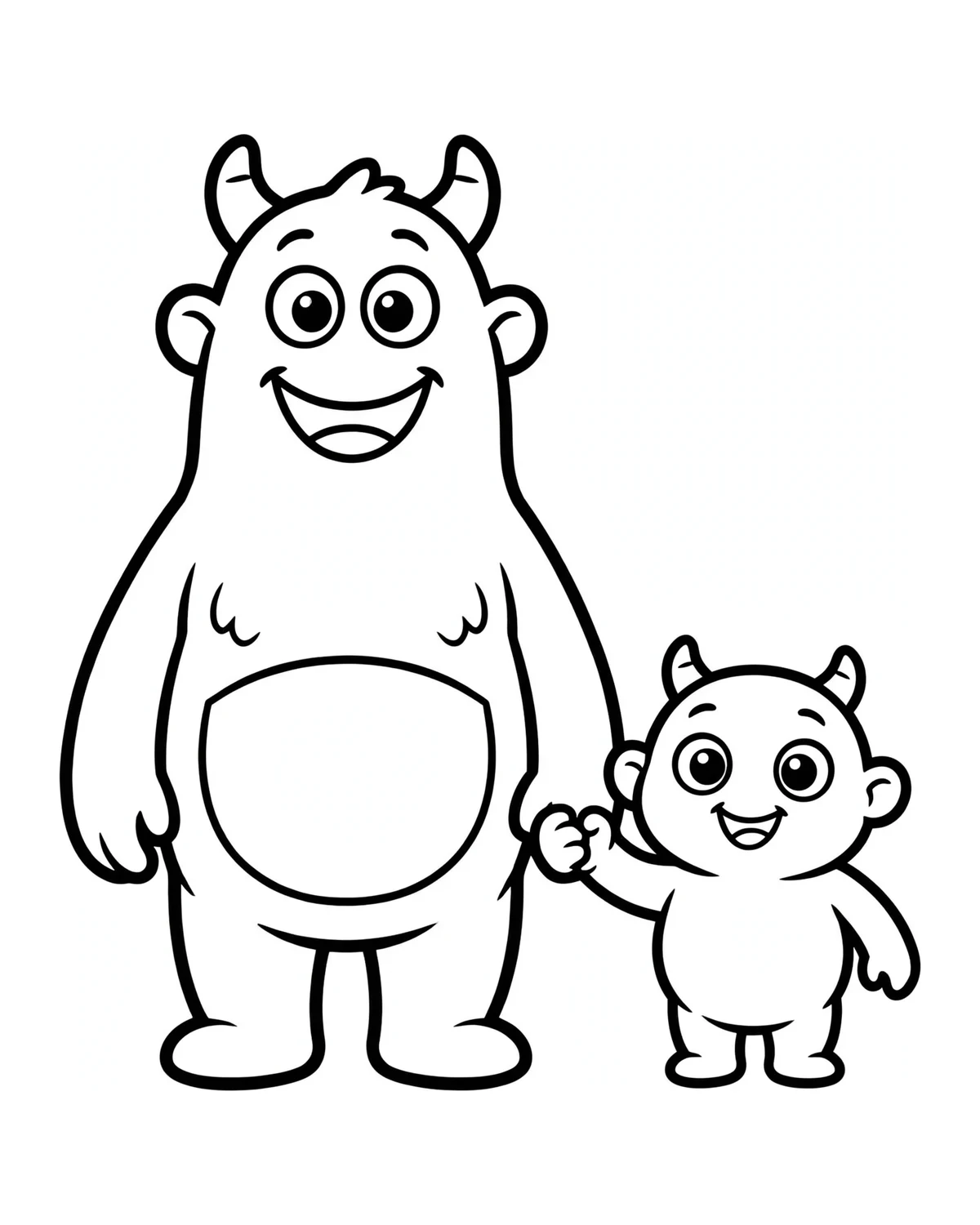 Ausmalbild Monsterfamilie zum Ausdrucken