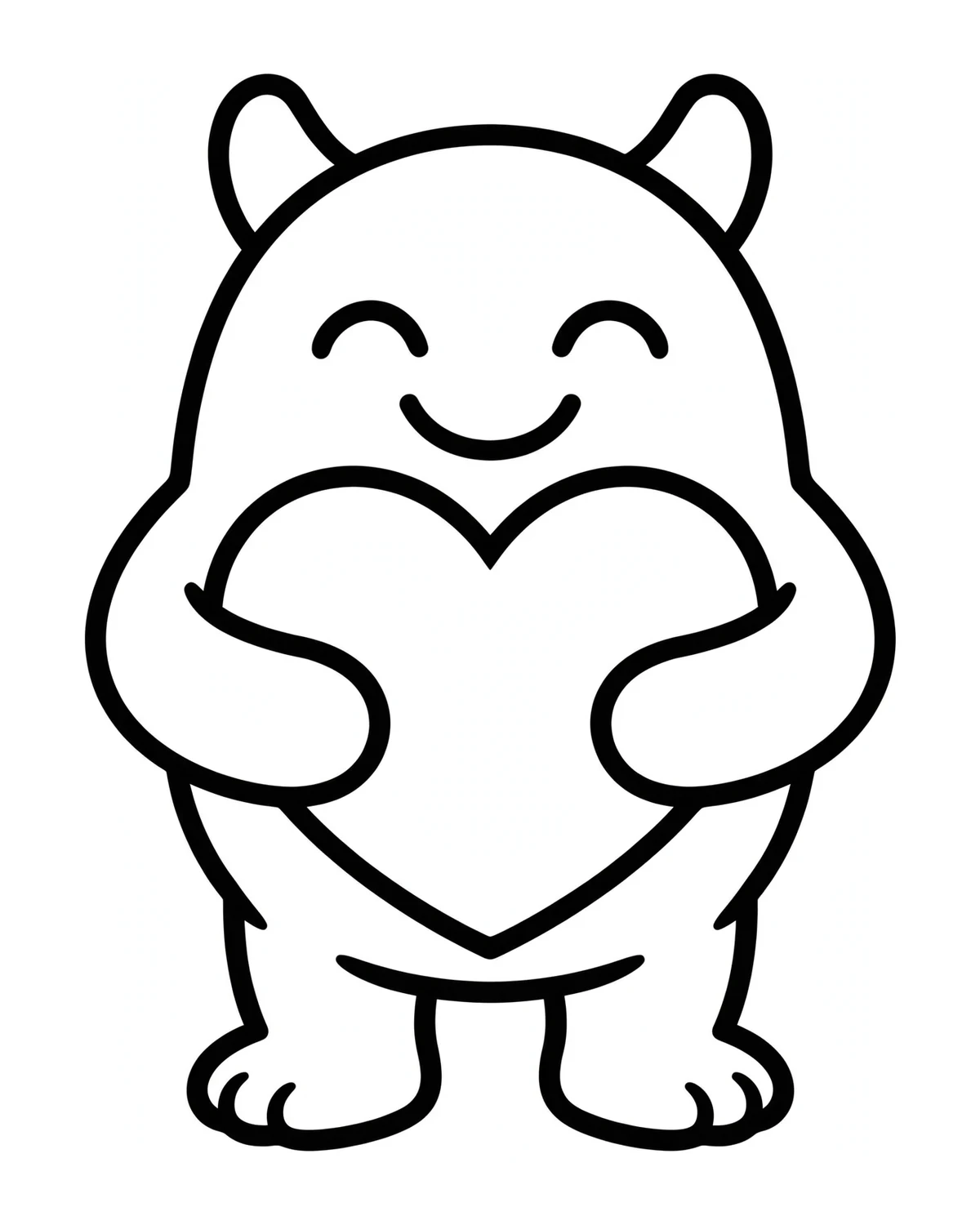 Ausmalbild Monster mit Herz zum Ausdrucken