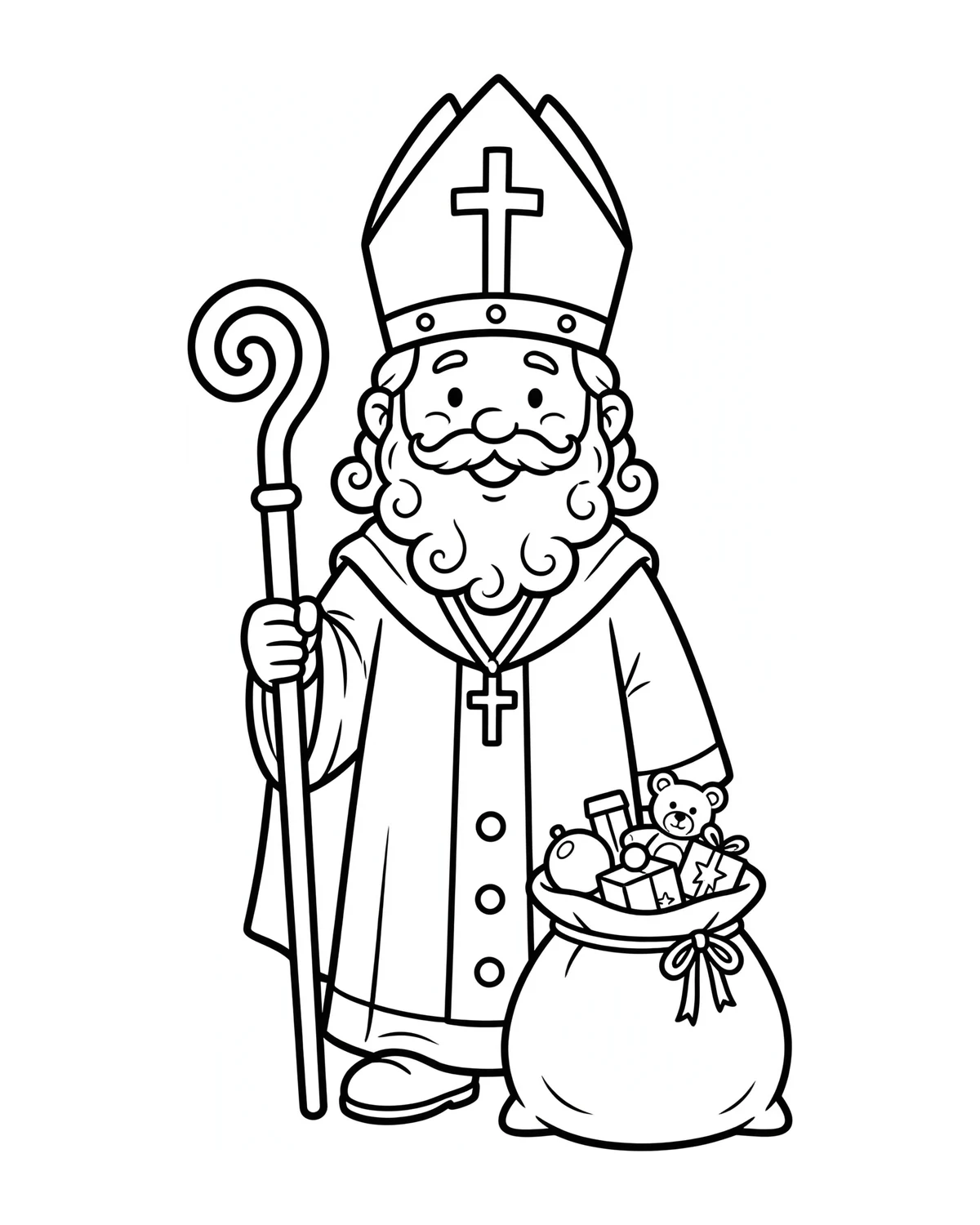 Ausmalbild Nikolaus zum Ausdrucken