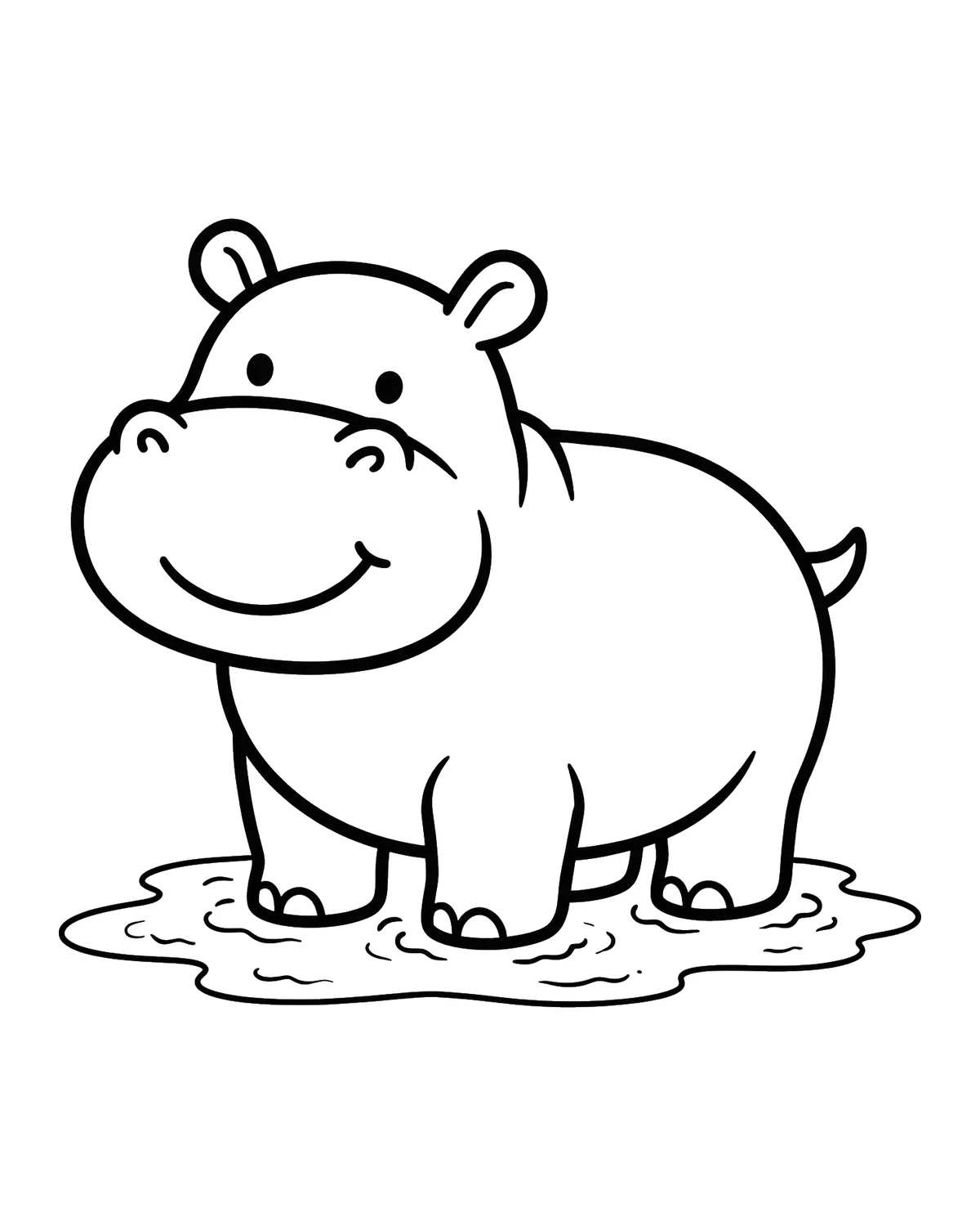 Ausmalbild Nilpferd zum Ausdrucken