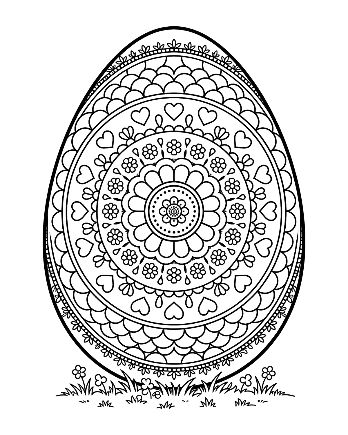 Ausmalbild Osterei-Mandala zum Ausdrucken