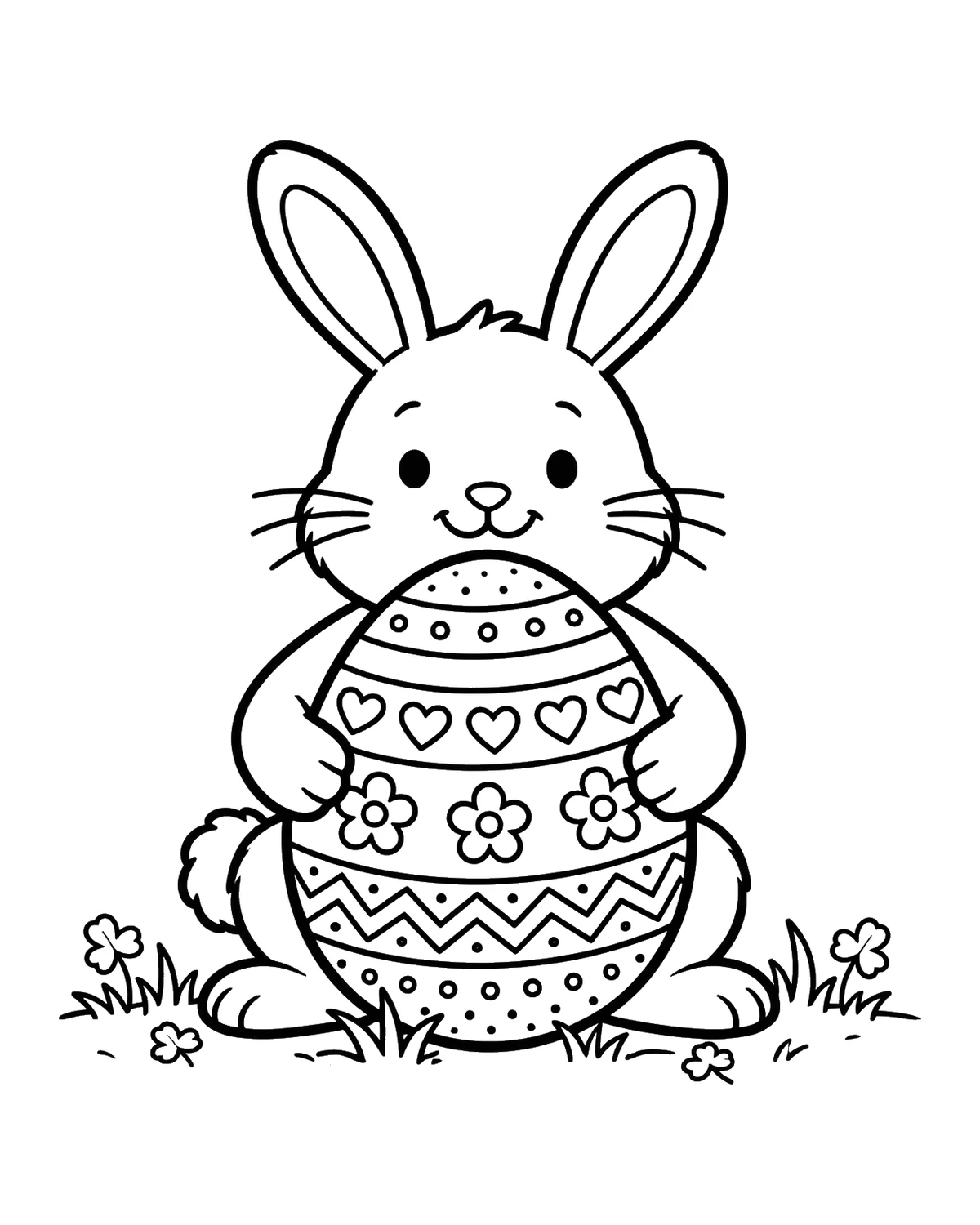 Ausmalbild Osterhase mit Osterei zum Ausdrucken