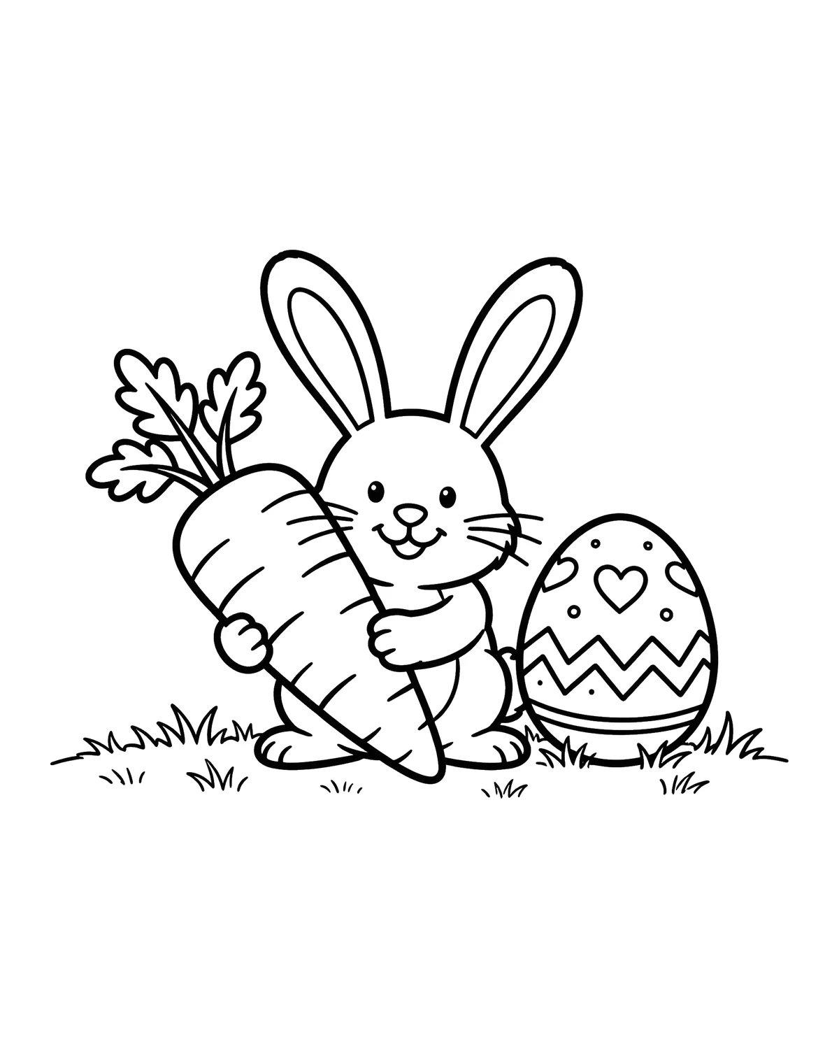 Ausmalbild Osterhase mit Karotte zum Ausdrucken
