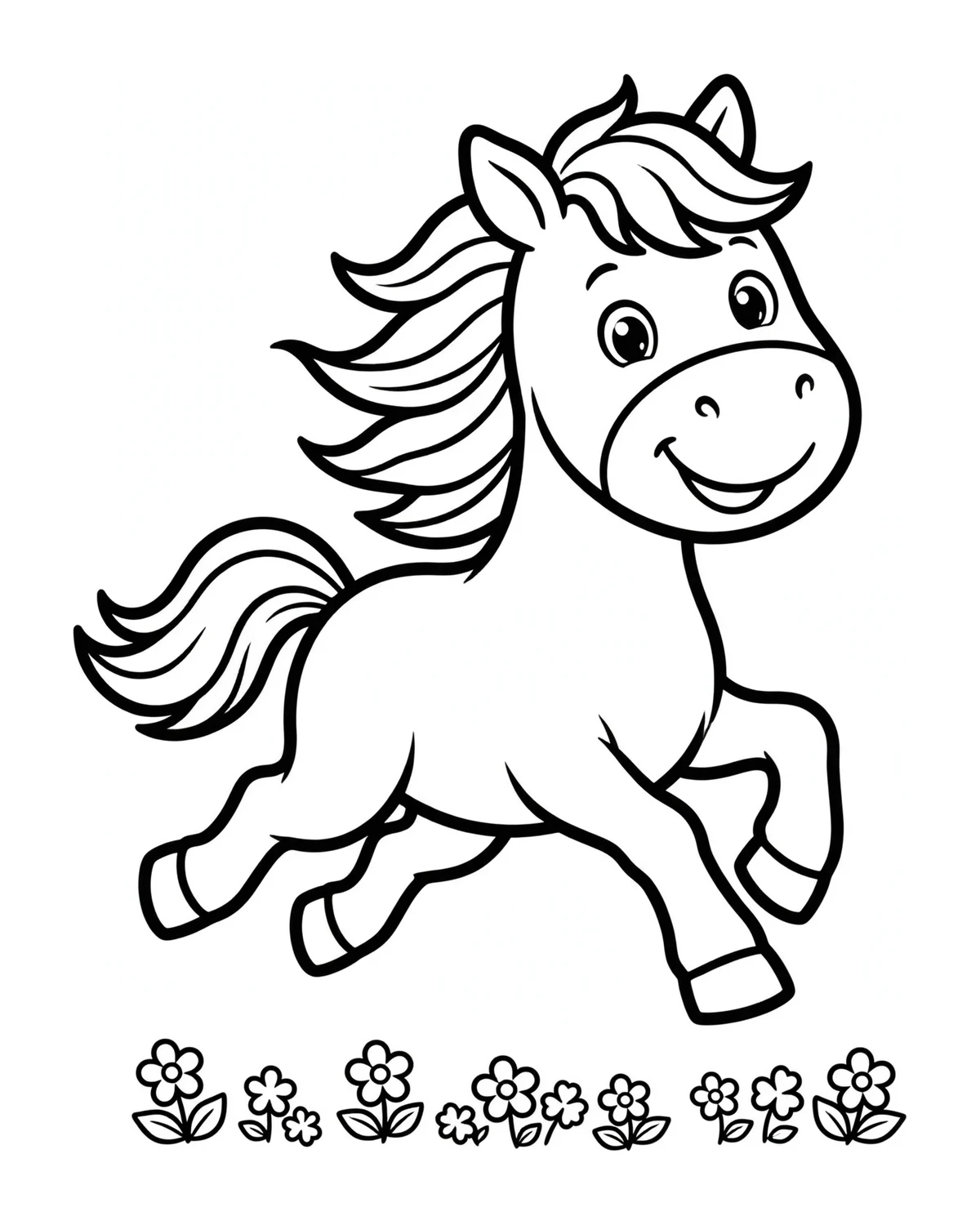 Ausmalbild Galoppierendes Pferd zum Ausdrucken