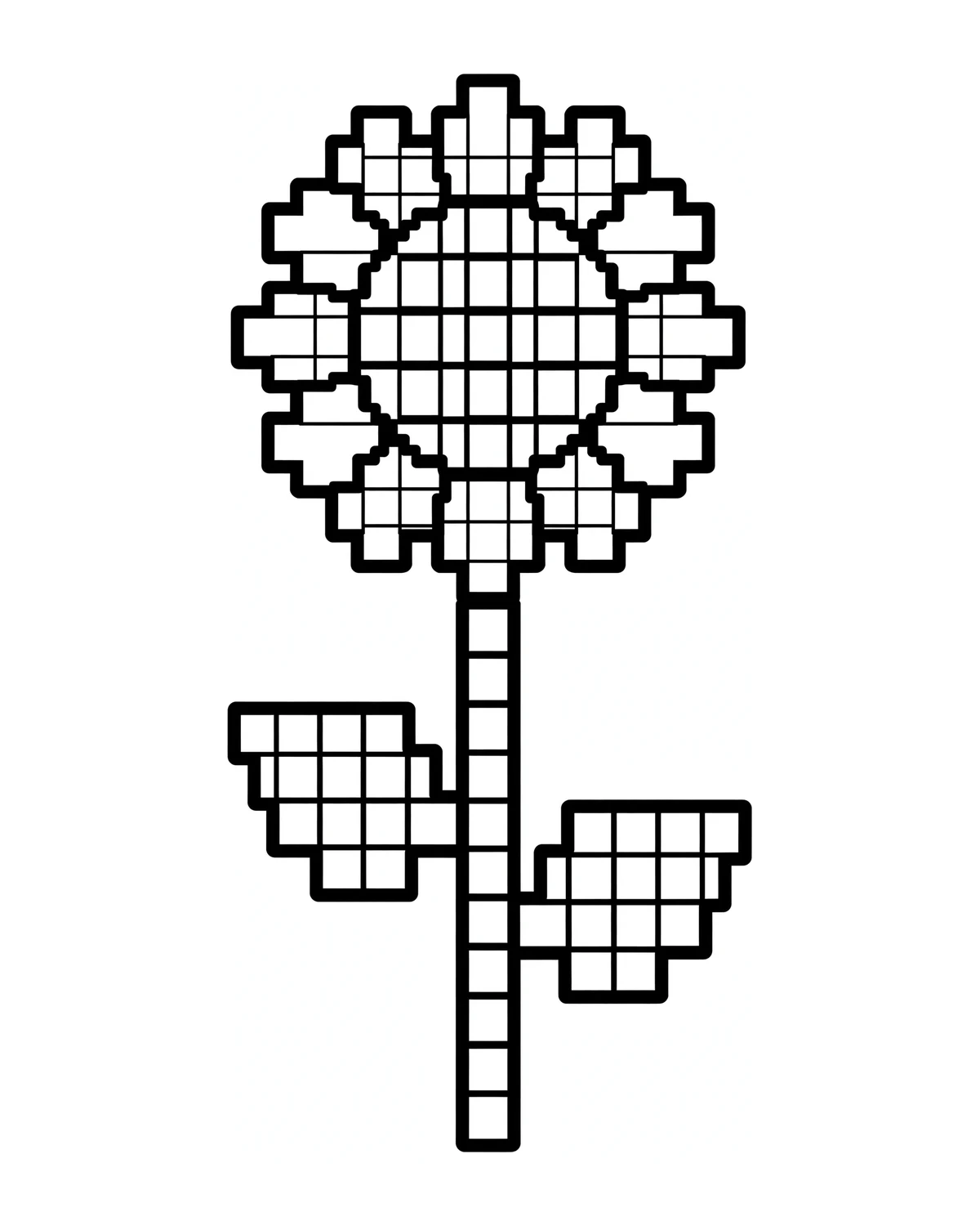 Ausmalbild Pixel-Blume zum Ausdrucken