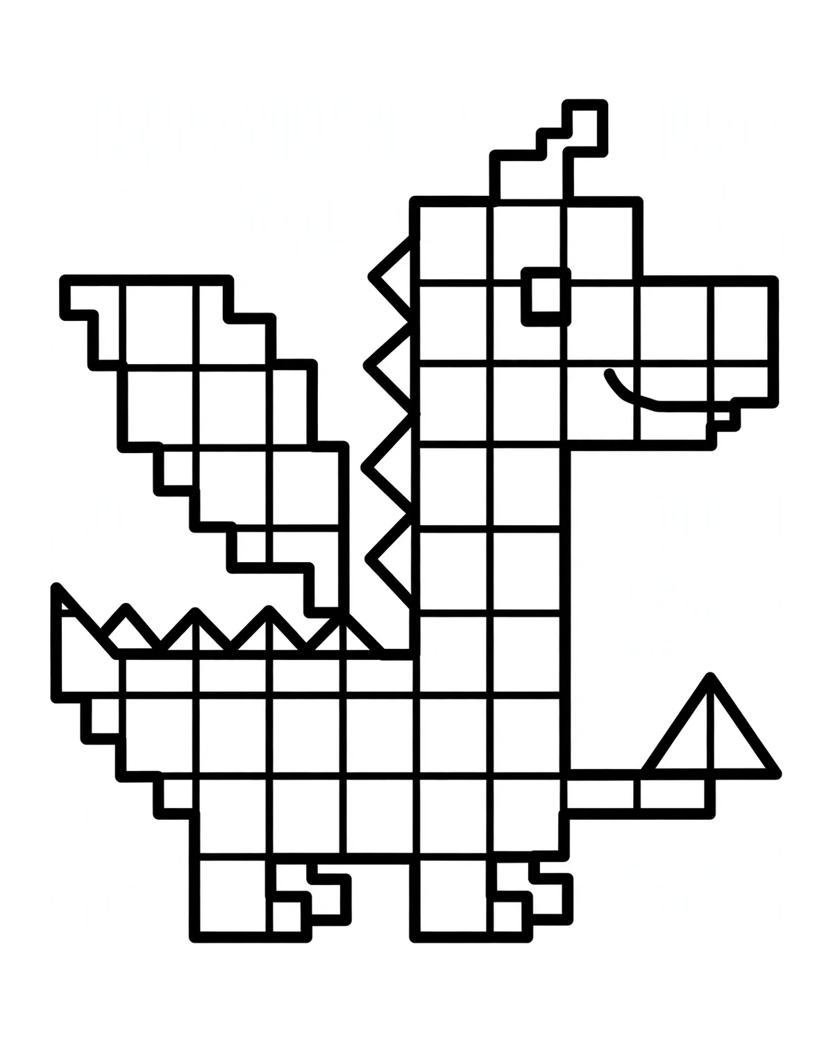 Ausmalbild Pixel-Drache zum Ausdrucken
