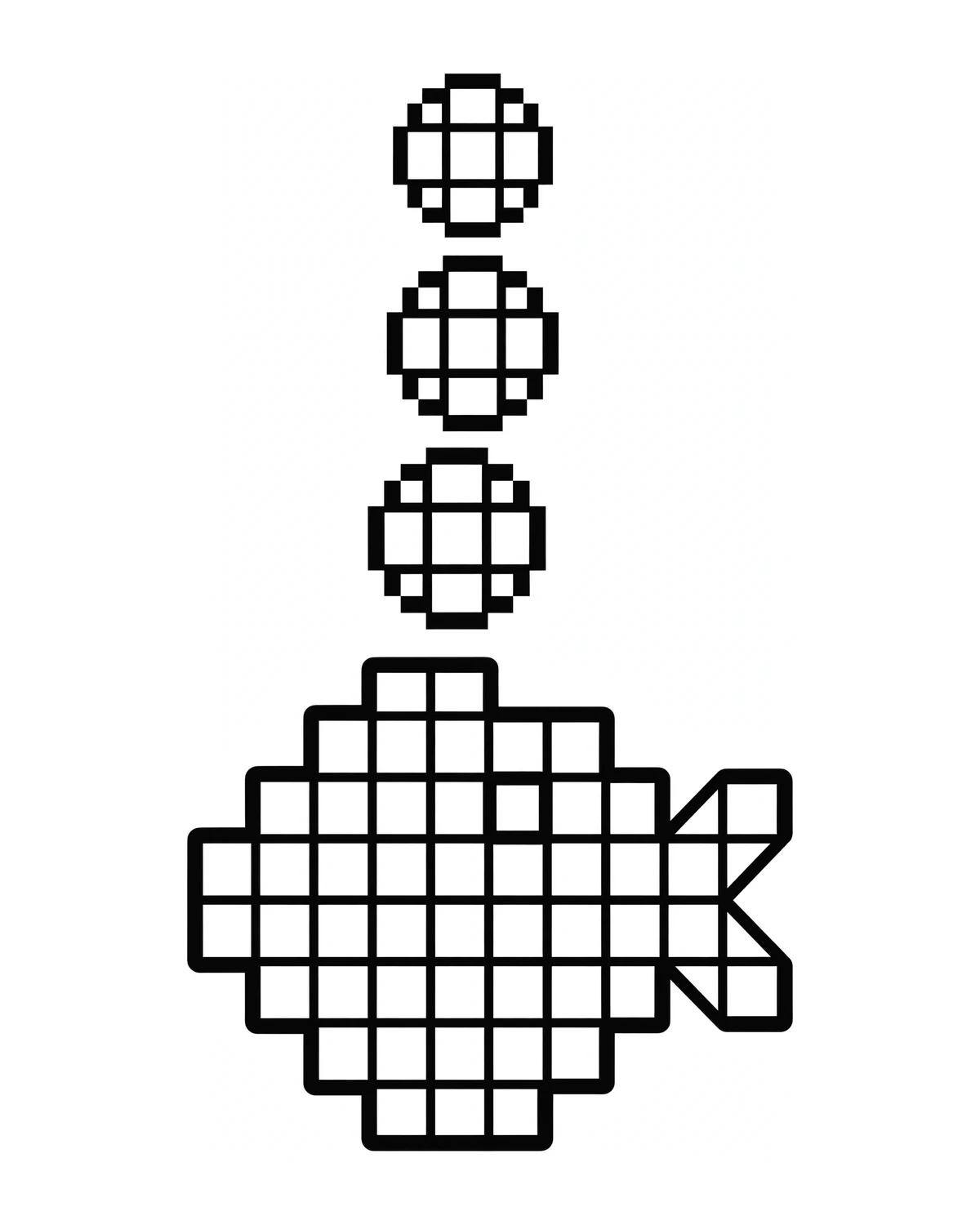 Ausmalbild Pixel-Fisch zum Ausdrucken