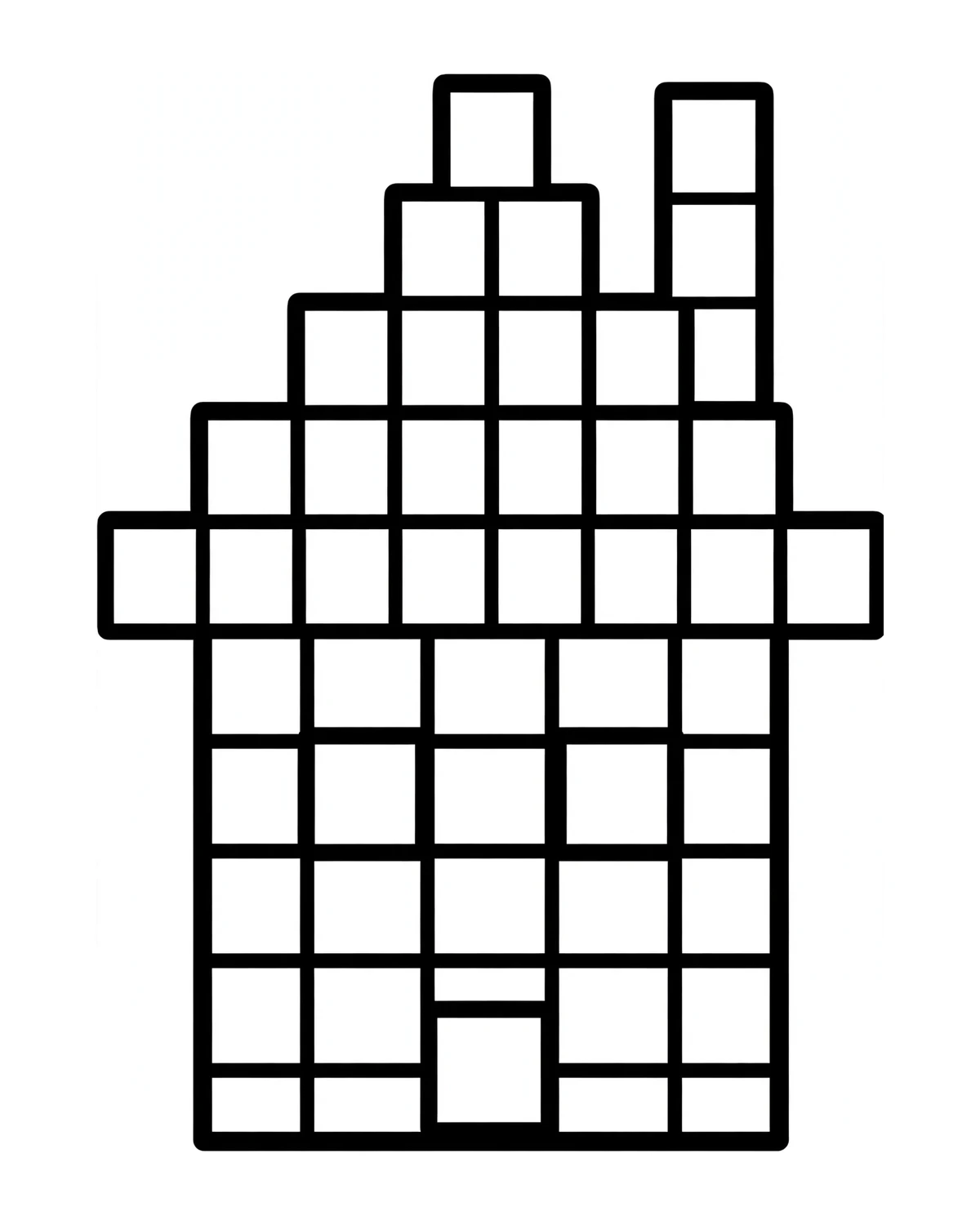 Ausmalbild Pixel-Haus zum Ausdrucken