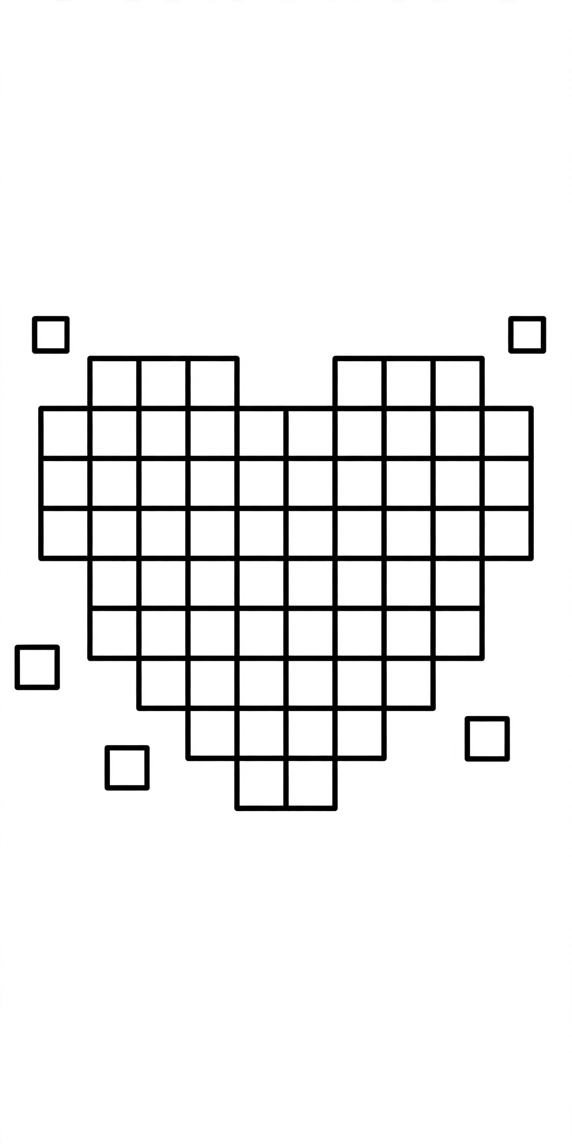 Ausmalbild Pixel-Herz zum Ausdrucken