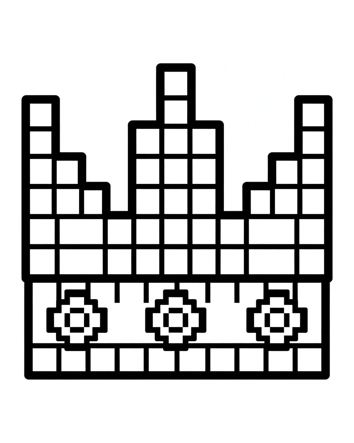 Ausmalbild Pixel-Krone zum Ausdrucken