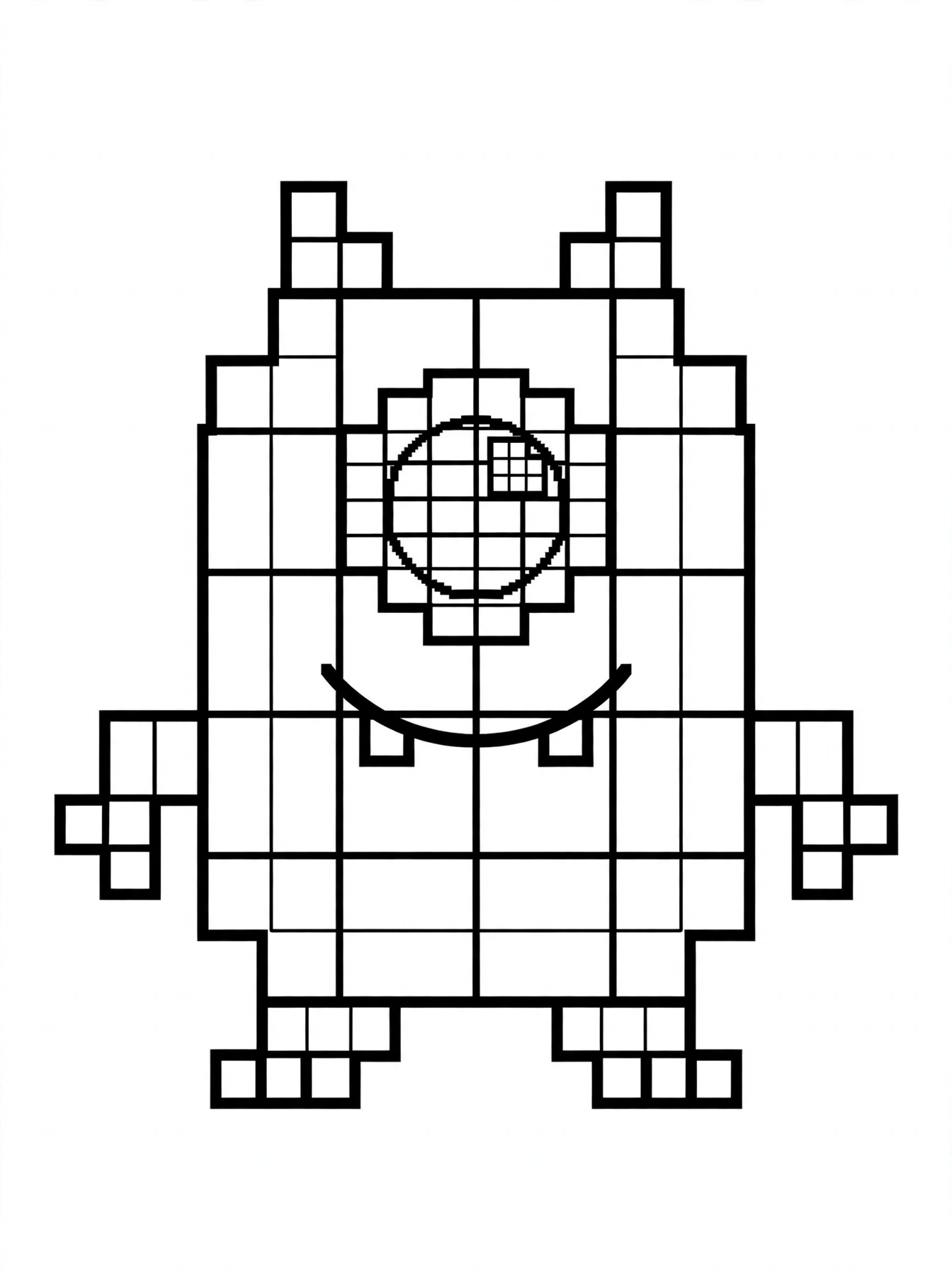 Ausmalbild Pixel-Monster zum Ausdrucken