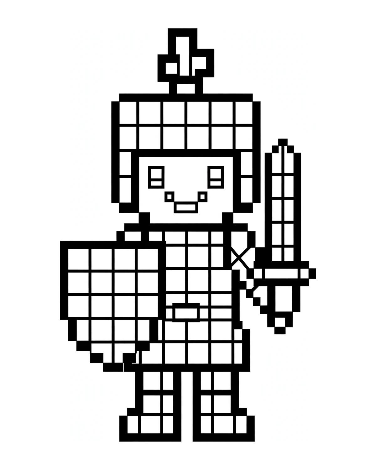 Ausmalbild Pixel-Ritter zum Ausdrucken