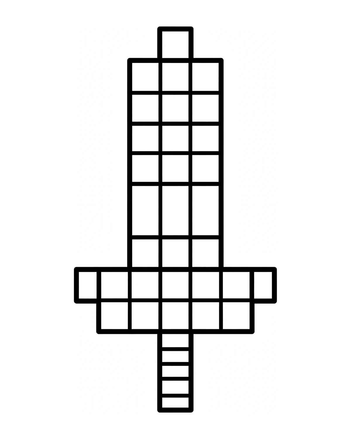 Ausmalbild Pixel-Schwert zum Ausdrucken