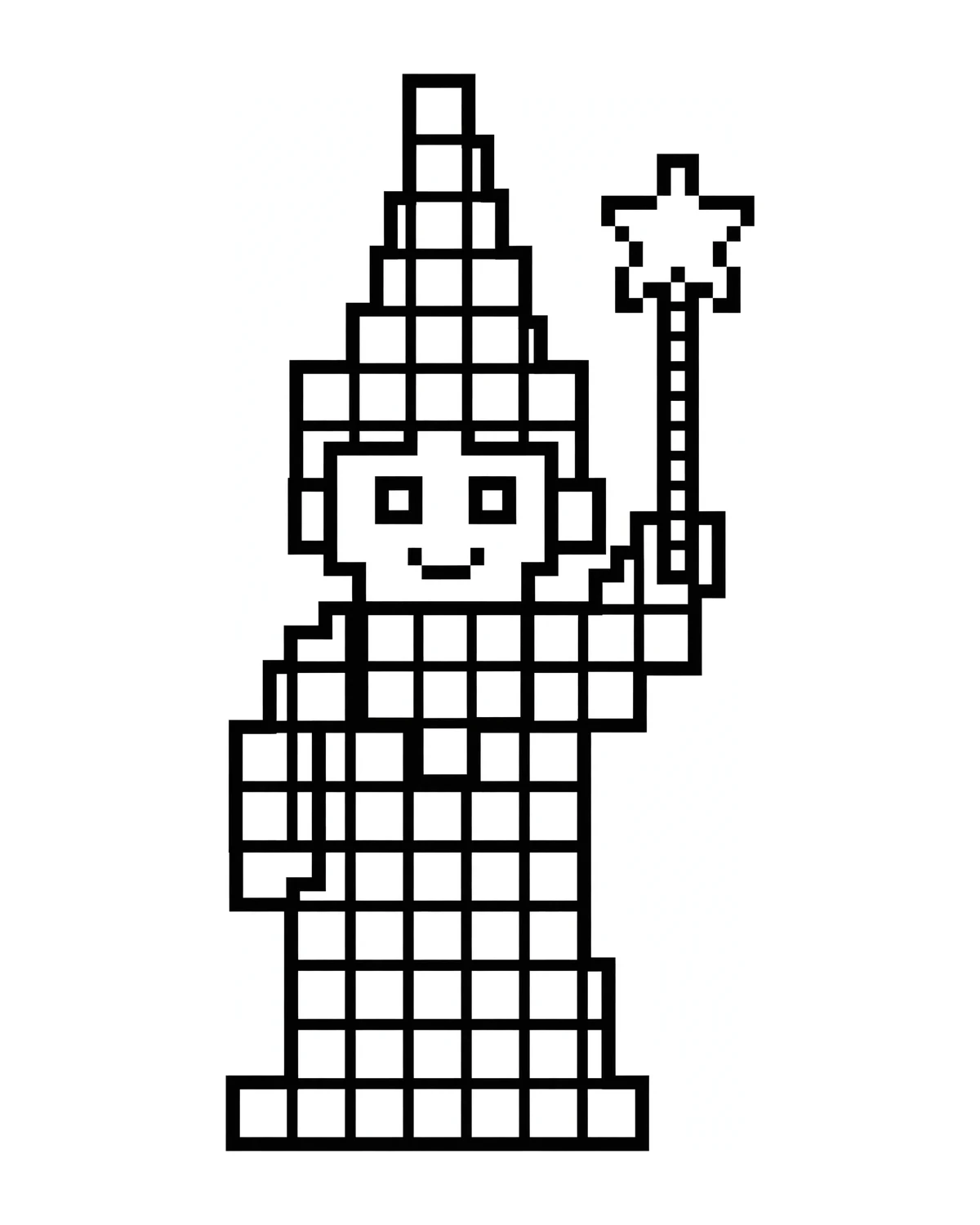 Ausmalbild Pixel-Zauberer zum Ausdrucken
