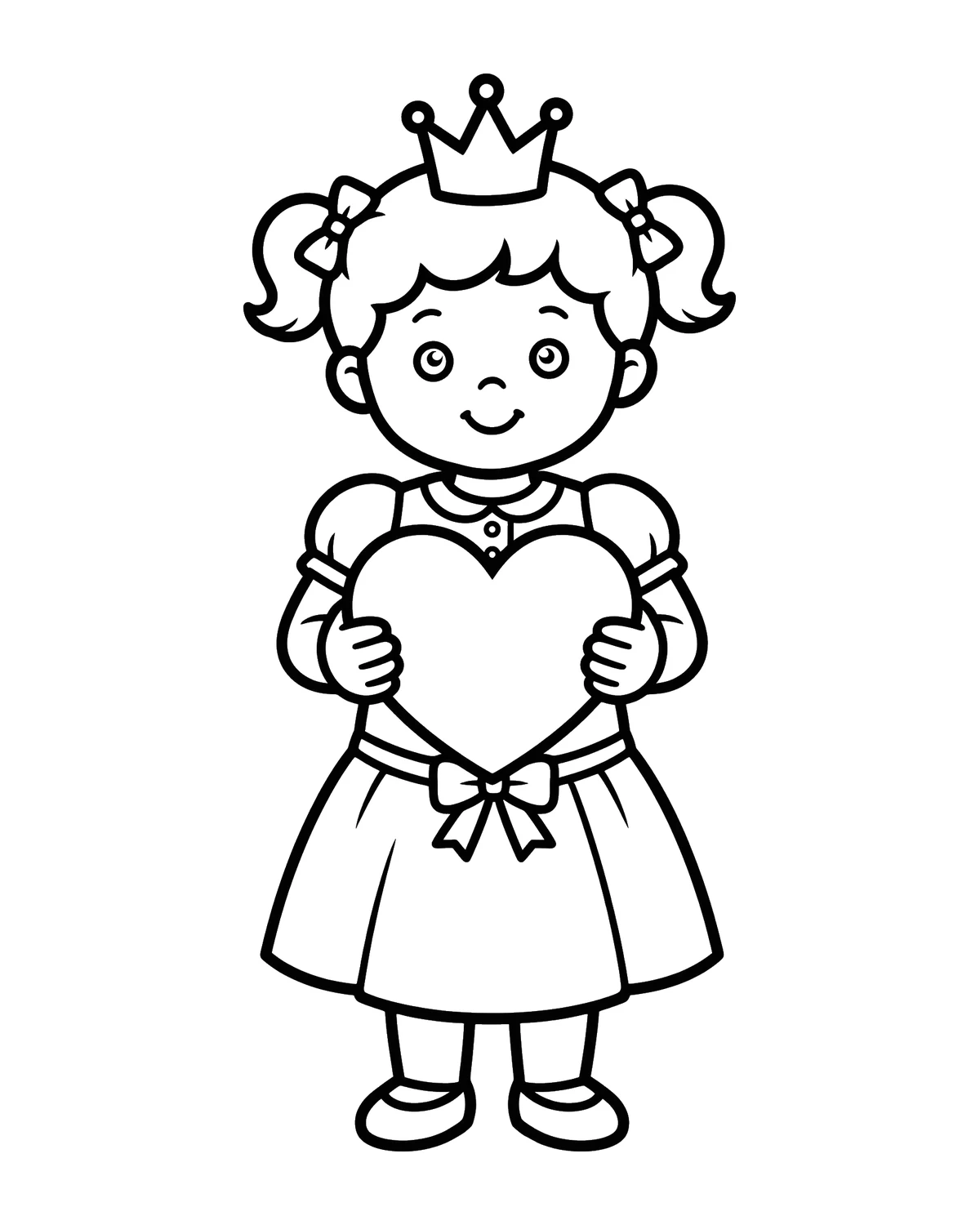 Ausmalbild Prinzessin mit Herz zum Ausdrucken