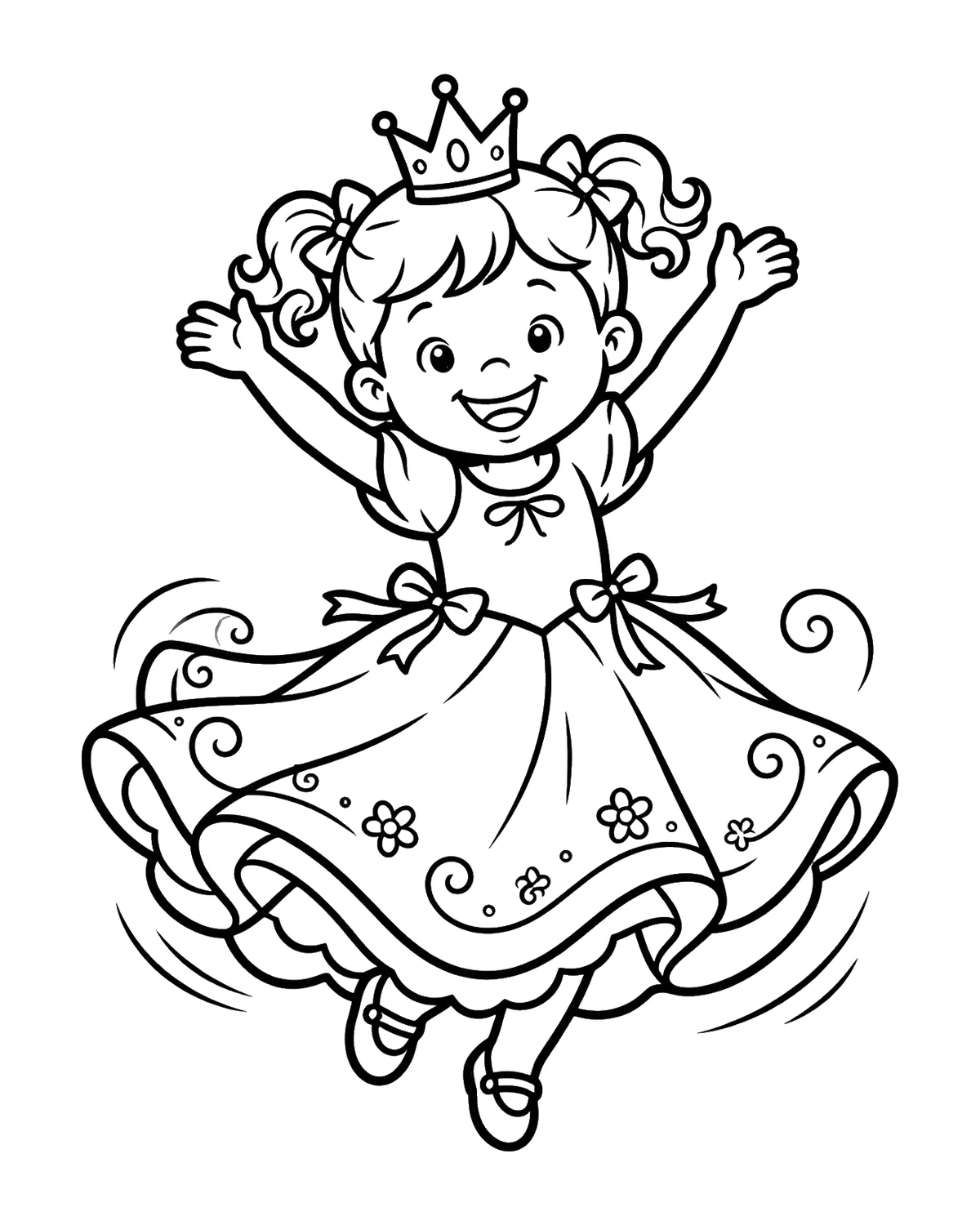 Ausmalbild Tanzende Prinzessin zum Ausdrucken