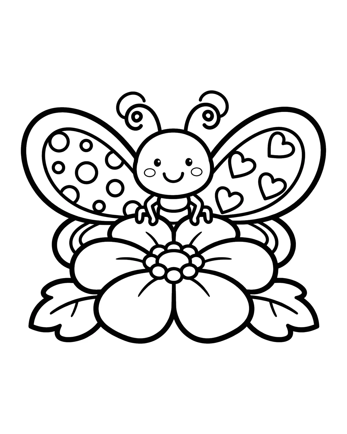 Ausmalbild Schmetterling auf Blume zum Ausdrucken