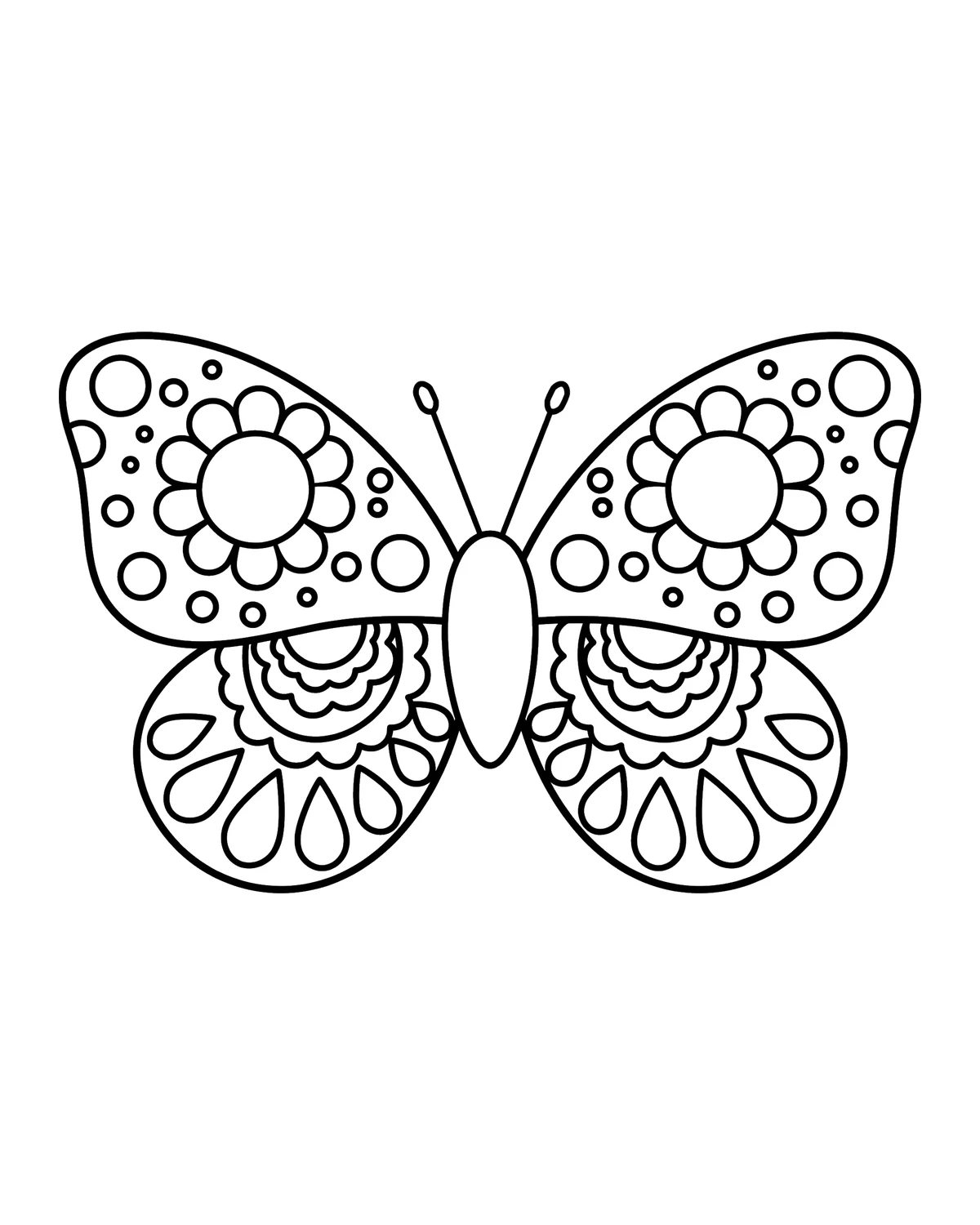 Ausmalbild Schmetterling-Mandala zum Ausdrucken