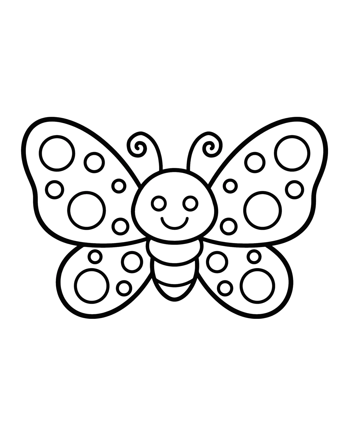 Ausmalbild Schmetterling mit Punkten zum Ausdrucken