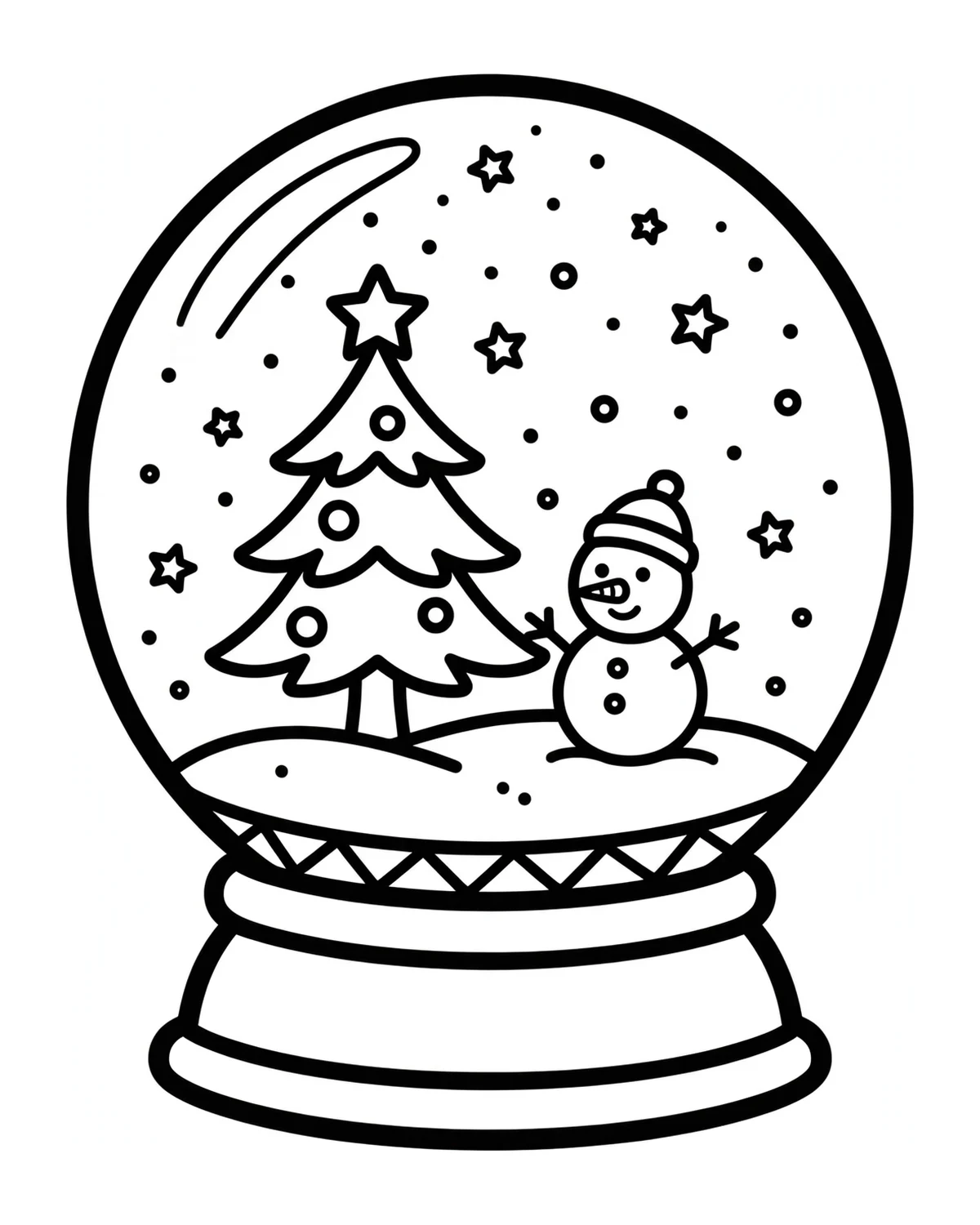 Ausmalbild Schneekugel zum Ausdrucken
