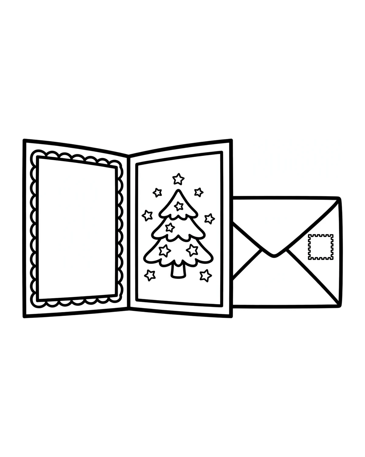 Ausmalbild Weihnachtskarte zum Ausdrucken