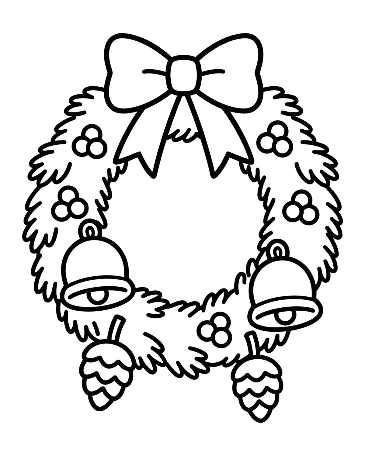 Ausmalbild Weihnachtskranz zum Ausdrucken