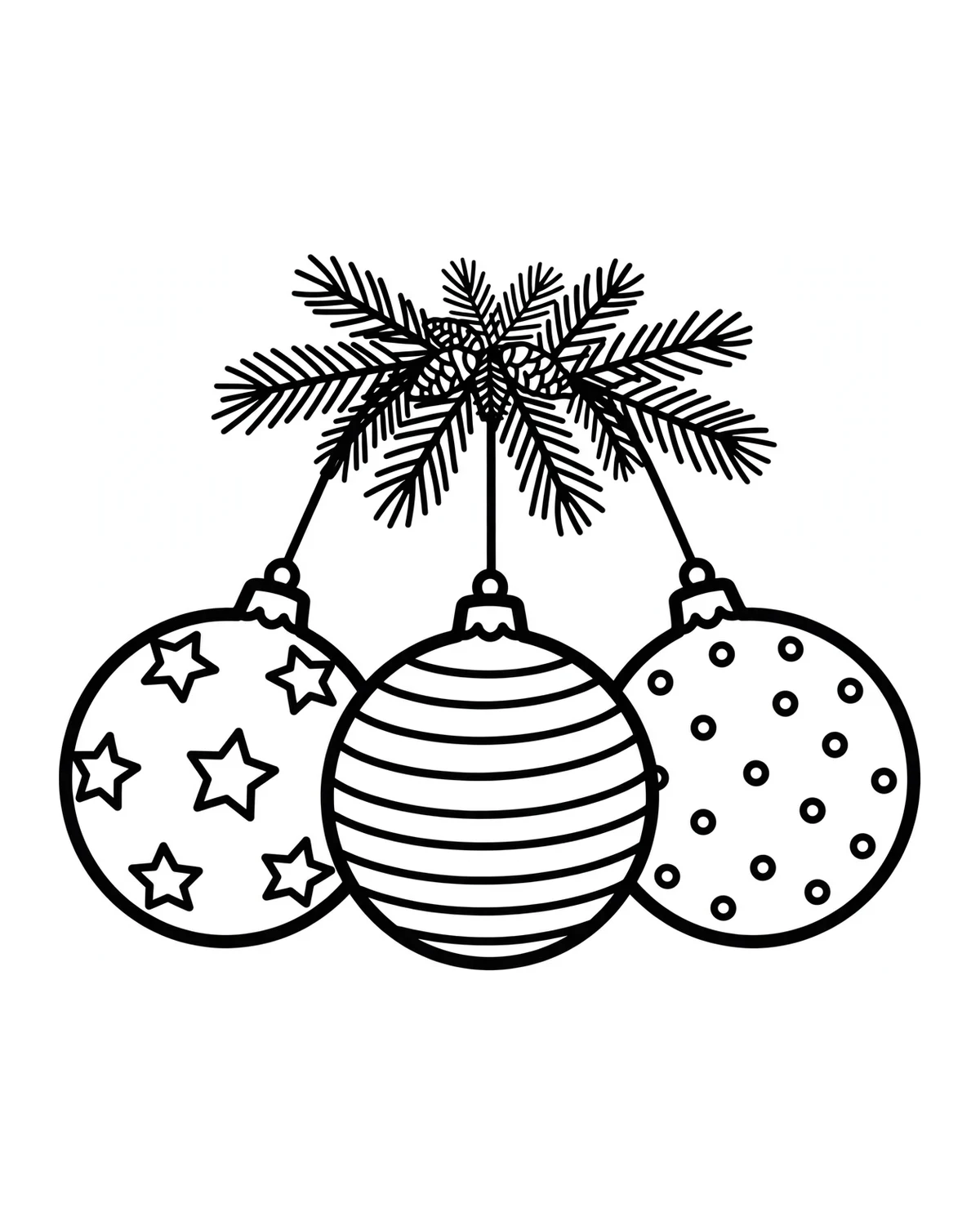 Ausmalbild Weihnachtskugeln zum Ausdrucken