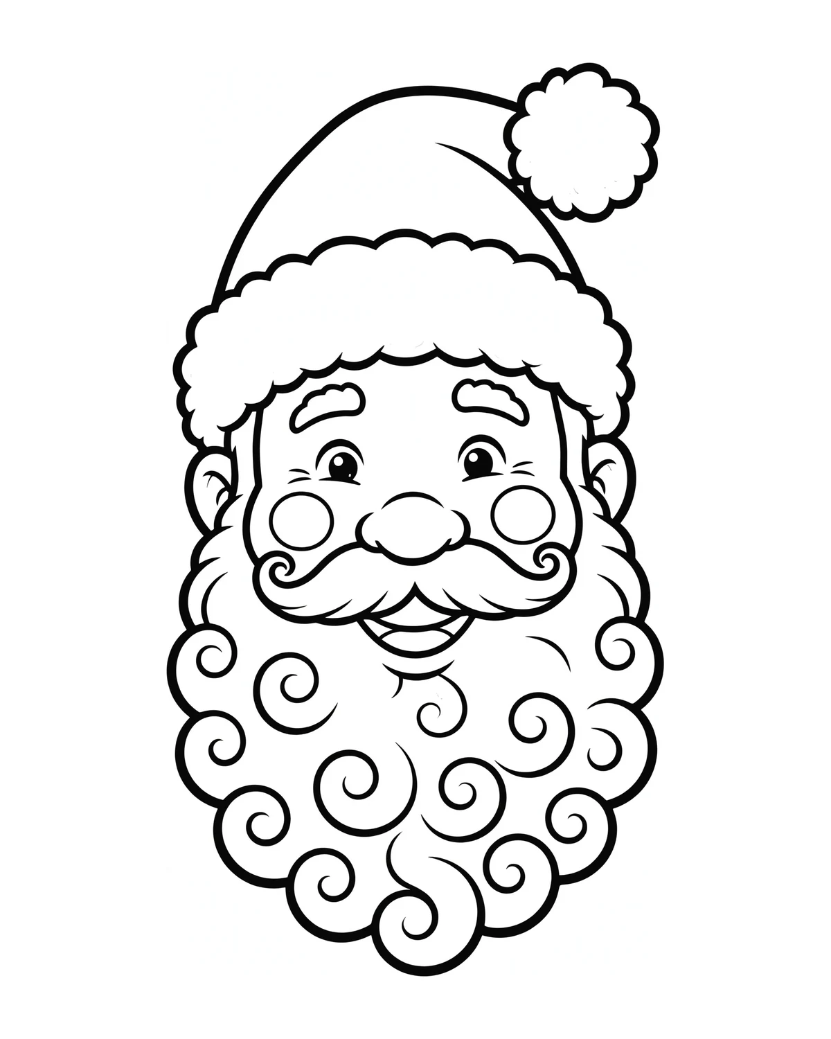 Ausmalbild Weihnachtsmann-Kopf zum Ausdrucken