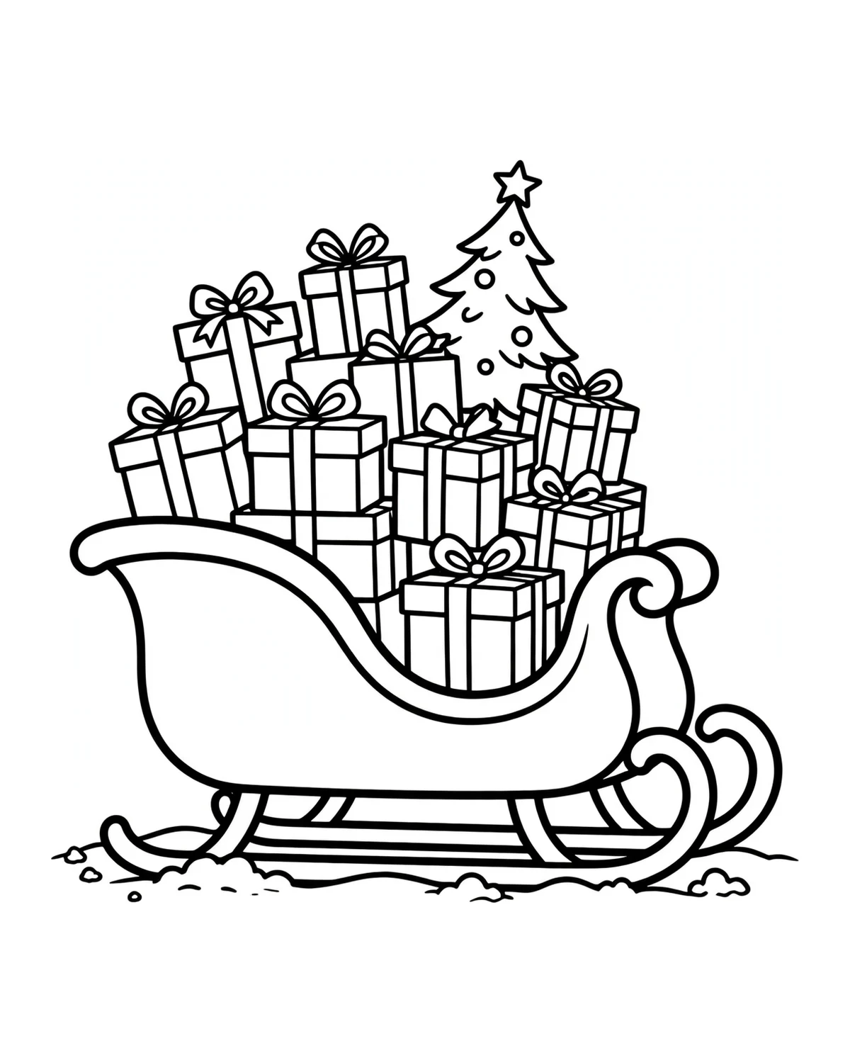 Ausmalbild Weihnachtsschlitten zum Ausdrucken