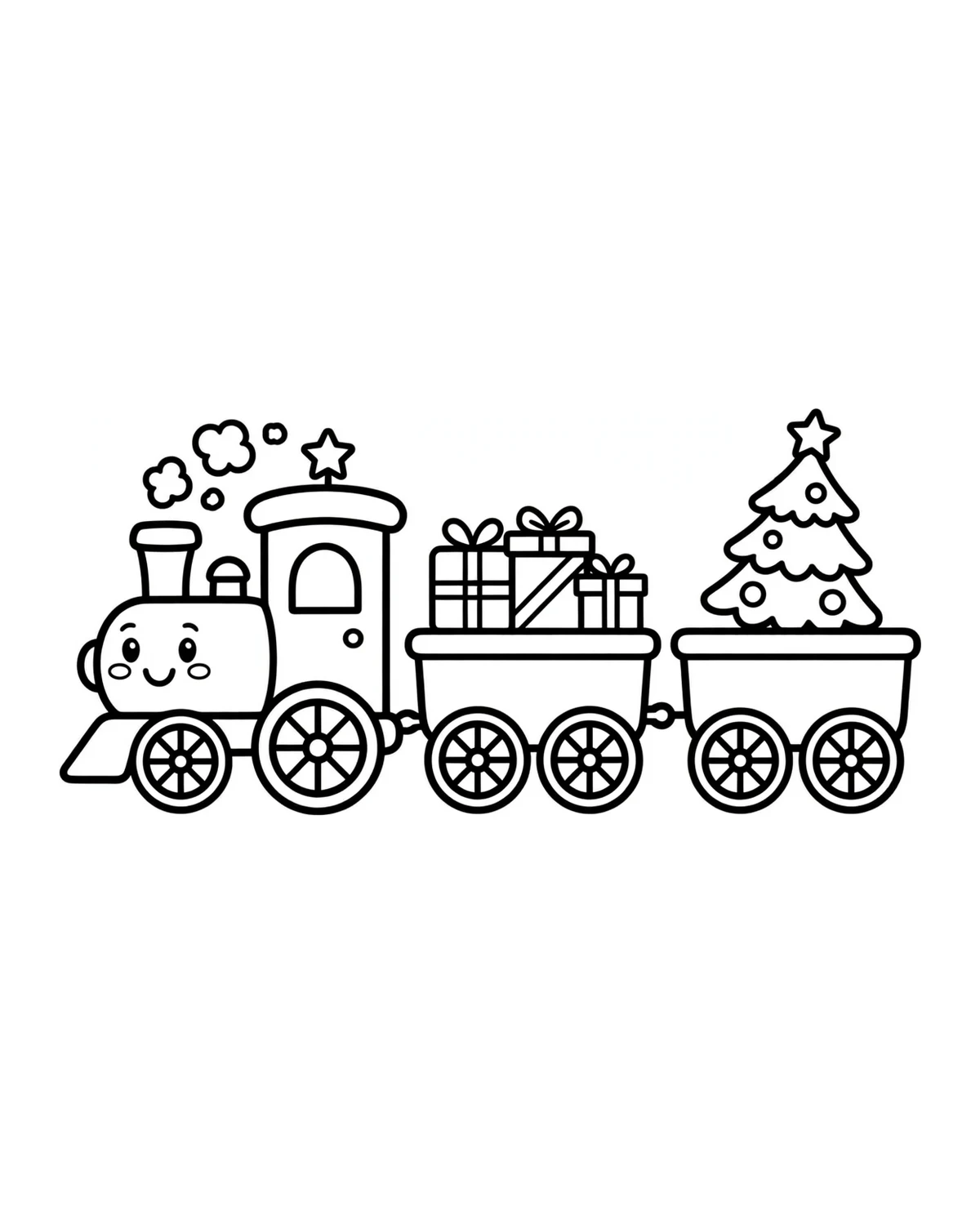 Ausmalbild Weihnachtszug zum Ausdrucken