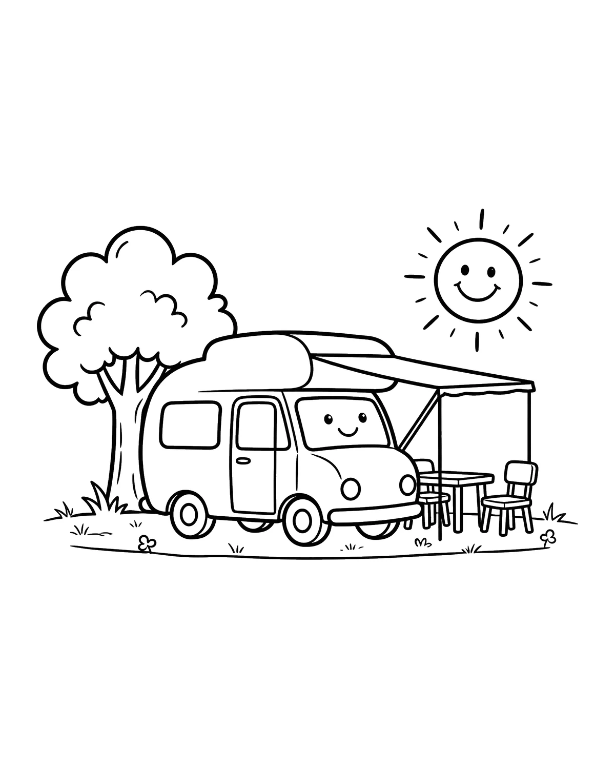 Ausmalbild Wohnmobil zum Ausdrucken
